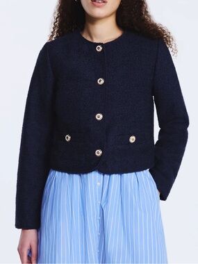 Free Assembly Women's Collarless Nubby Jacket with Long Sleeves Sz XXL NWT